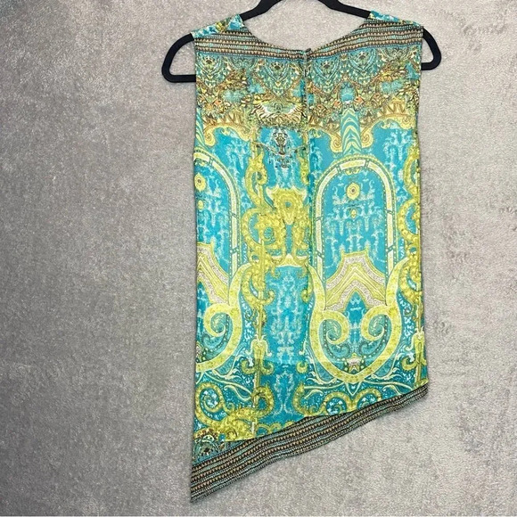 SKYES the Limit Large Top Shirt Blue Paisley Round Neck Sleeveless Asymmetrical - Picture 4 of 8